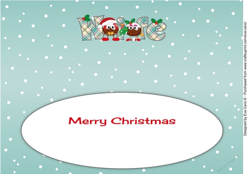 Crazy Christmas Pudding Couple with Mistletoe WIFE large dl 3 insert