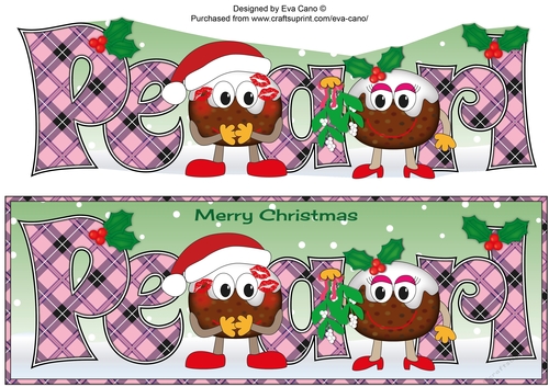Crazy Christmas Pudding Couple with Mistletoe PEARL large dl