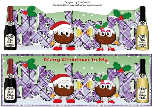 Crazy Christmas Pudding Couple with Champagne HUSBAND large dl