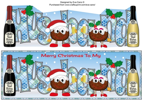 Crazy Christmas Pudding Couple with Champagne HUSBAND large dl 2