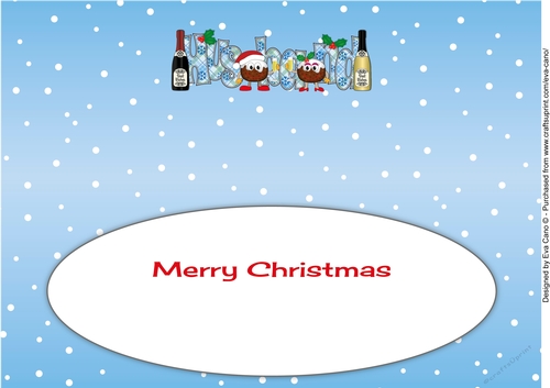 Crazy Christmas Pudding Couple with Champagne HUSBAND large dl 2 insert