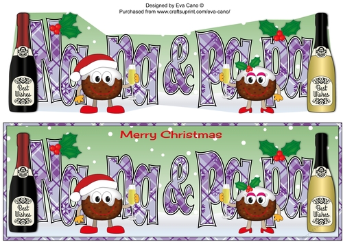 Crazy Christmas Pudding Couple with Champagne NANA & PAPA large dl