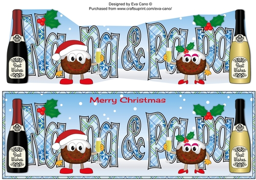 Crazy Christmas Pudding Couple with Champagne NANA & PAPA large dl 2