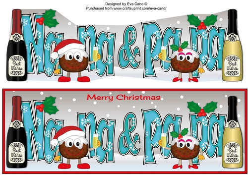 Crazy Christmas Pudding Couple with Champagne NANA & PAPA large dl 3