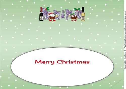 Crazy Christmas Pudding Couple with Champagne NANA & PAPA large dl insert