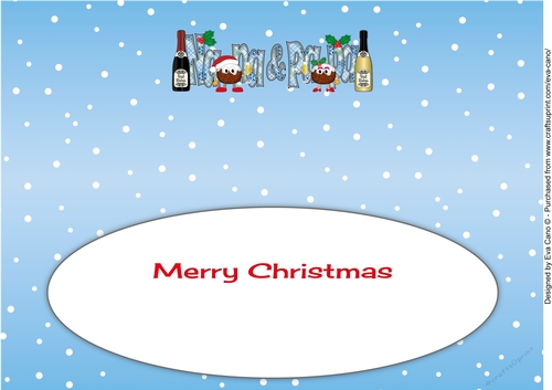 Crazy Christmas Pudding Couple with Champagne NANA & PAPA large dl 2 insert