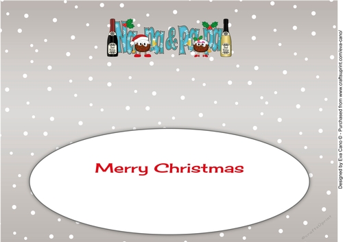 Crazy Christmas Pudding Couple with Champagne NANA & PAPA large dl 3 insert