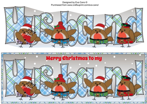 Scottish Christmas Robins HUSBAND large dl