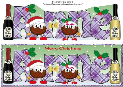 Crazy Christmas Pudding Couple with Champagne ANNE large dl