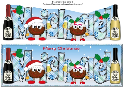 Crazy Christmas Pudding Couple with Champagne MICHAEL large dl
