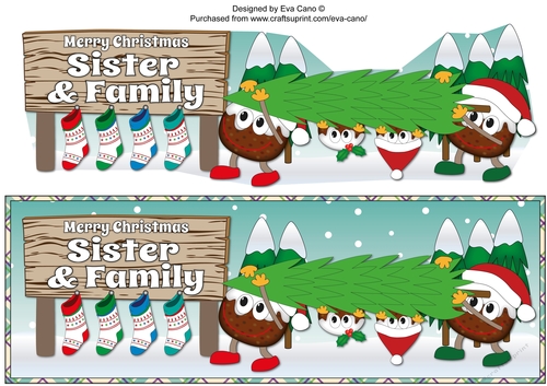 Crazy Christmas Puddings taking the Christmas tree home SISTER & FAMILY large dl