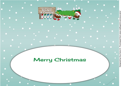 Crazy Christmas Puddings taking the Christmas tree home SISTER & FAMILY large dl insert