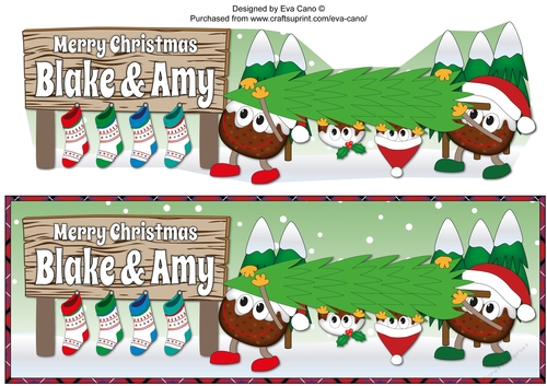 Crazy Christmas Puddings taking the Christmas tree home BLAKE & AMY large dl