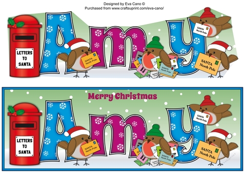 Christmas Robins with letters to Santa AMY large dl