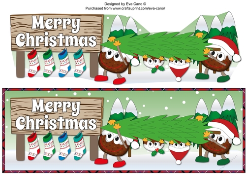 Crazy Christmas Puddings taking the Christmas tree home CHRISTMAS large dl