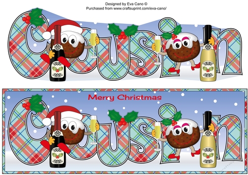 Crazy Christmas Pudding Couple celebrating Christmas COUSIN large dl
