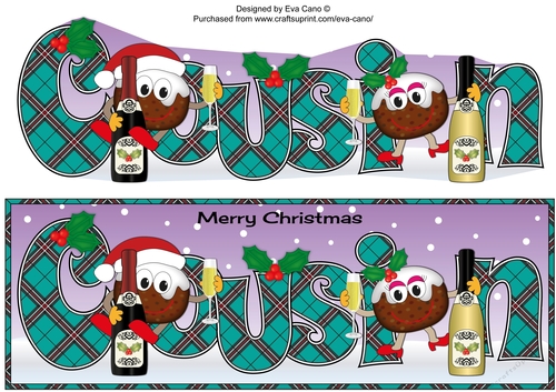 Crazy Christmas Pudding Couple celebrating Christmas COUSIN large dl 2