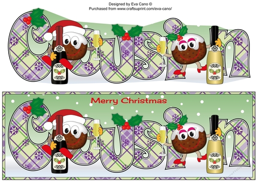 Crazy Christmas Pudding Couple celebrating Christmas COUSIN large dl 3