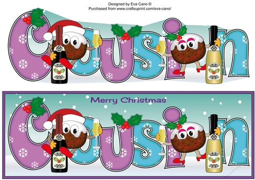 Crazy Christmas Pudding Couple celebrating Christmas COUSIN large dl 4