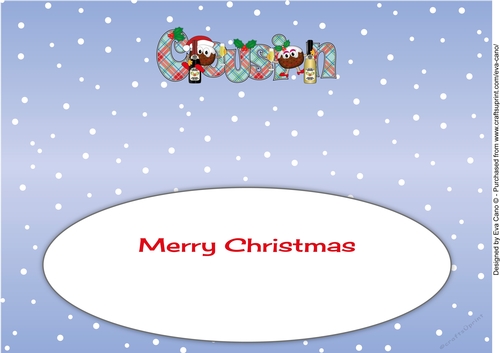 Crazy Christmas Pudding Couple celebrating Christmas COUSIN large dl insert