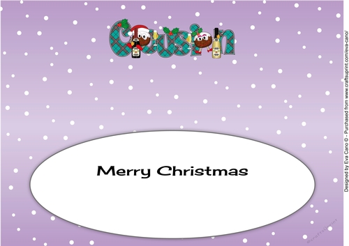 Crazy Christmas Pudding Couple celebrating Christmas COUSIN large dl 2 insert