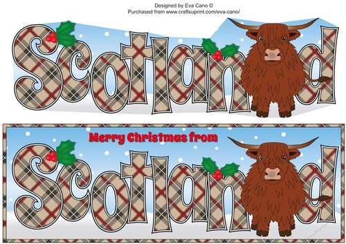 Christmas Highland Cow SCOTLAND large dl