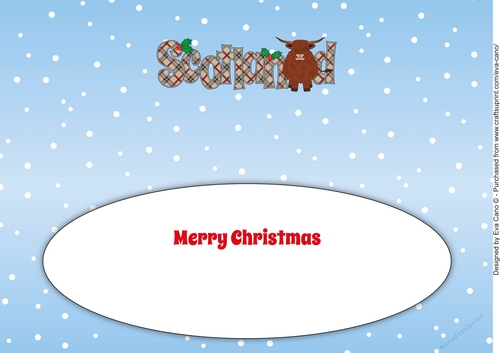 Christmas Highland Cow SCOTLAND large dl insert