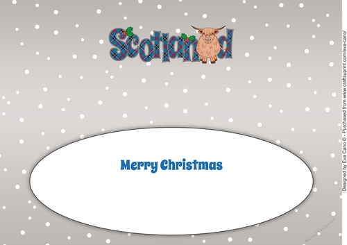 Christmas Highland Cow SCOTLAND large dl 3 insert