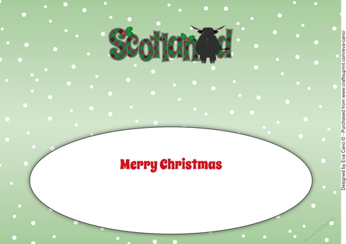 Christmas Highland Cow SCOTLAND large dl 4 insert