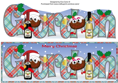 Crazy Christmas Pudding Couple celebrating Christmas GORDON large dl