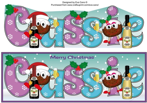 Crazy Christmas Pudding Couple celebrating Christmas CASSIE large dl