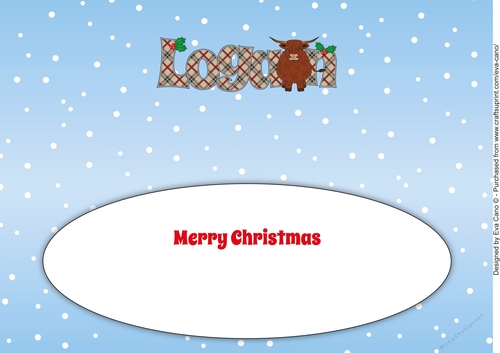 Christmas Highland Cow LOGAN large dl insert