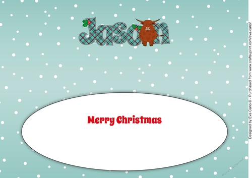 Christmas Highland Cow JASON large dl insert