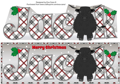 Christmas Highland Cow JACK large dl