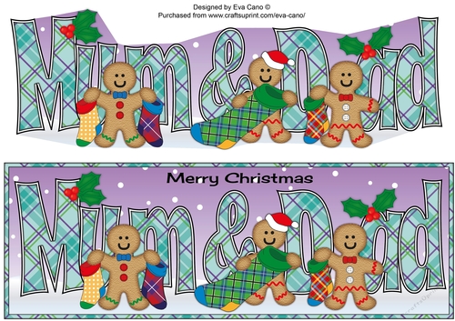 Gingerbread men with Christmas stockings MUM & DAD large dl