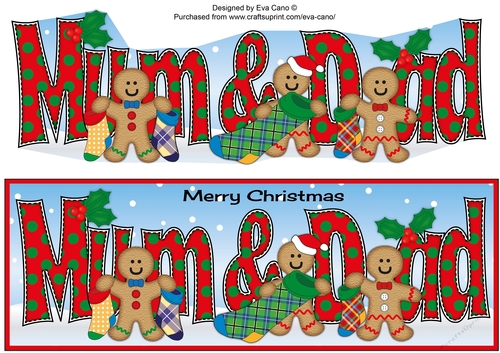 Gingerbread men with Christmas stockings MUM & DAD large dl 2