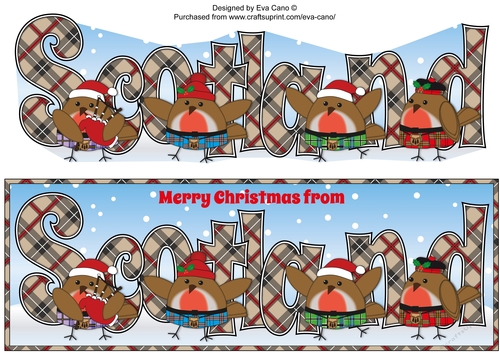 Scottish Christmas Robins SCOTLAND large dl