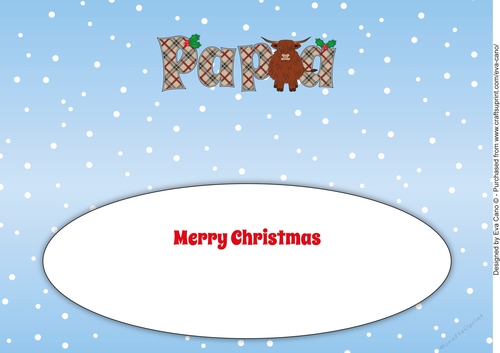 Christmas Highland Cow PAPA large dl insert