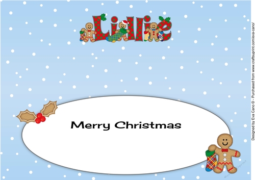 Gingerbread men with Christmas stockings LILLIE large dl insert