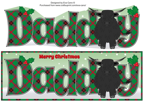 Christmas Highland Cow DADDY large dl