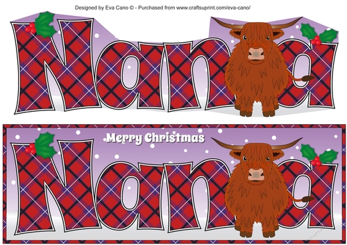 Christmas Highland Cow NANA large dl