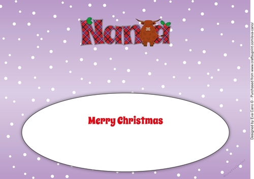 Christmas Highland Cow NANA large dl insert