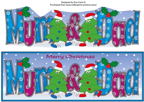 Crazy Christmas Trees dancing MUM & DAD large dl