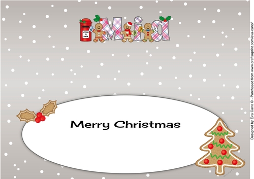 Gingerbread men with letters to Santa MIA large dl insert