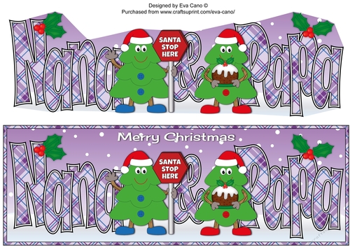Crazy Christmas Trees with Christmas pudding & sign NANA & PAPA large dl 3