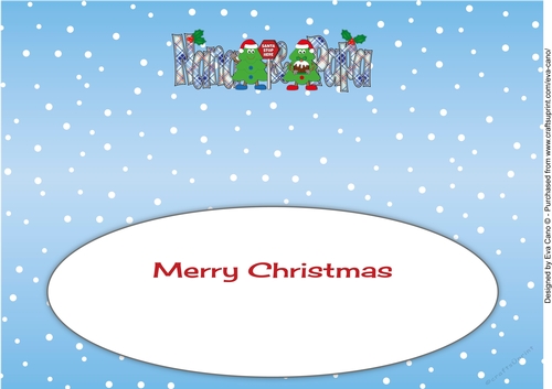 Crazy Christmas Trees with Christmas pudding & sign NANA & PAPA large dl 4 insert