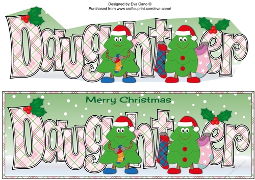 Crazy Christmas Trees with Christmas Stockings DAUGHTER large dl
