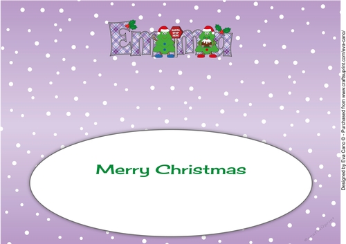 Crazy Christmas Trees with Christmas pudding & sign EMMA large dl insert