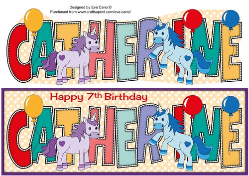 Unicorns and Balloons CATHERINE 7th large dl