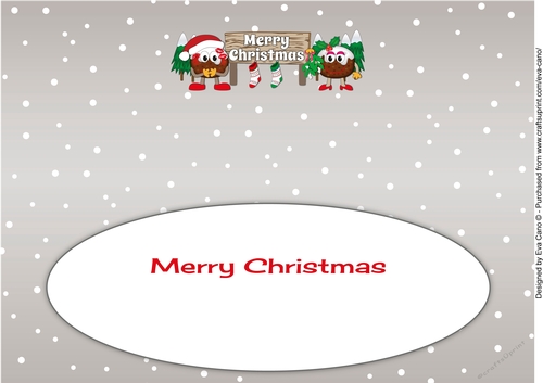 Crazy Christmas Pudding Couple with Mistletoe and big sign CHRISTMAS large dl insert
